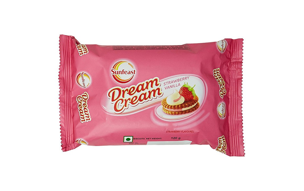 Sunfeast Dream Cream Strawberry Vanilla   Pack  120 grams